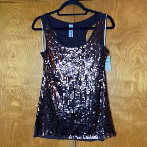 Kische Brown Sequins Tank Top. Size L